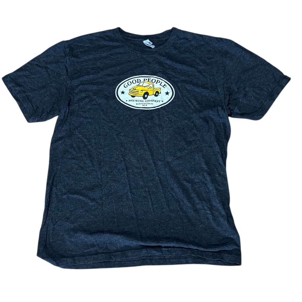 Good People Brewing Company Graphic T Shirt Yellow Truck‎ Charcoal Gray